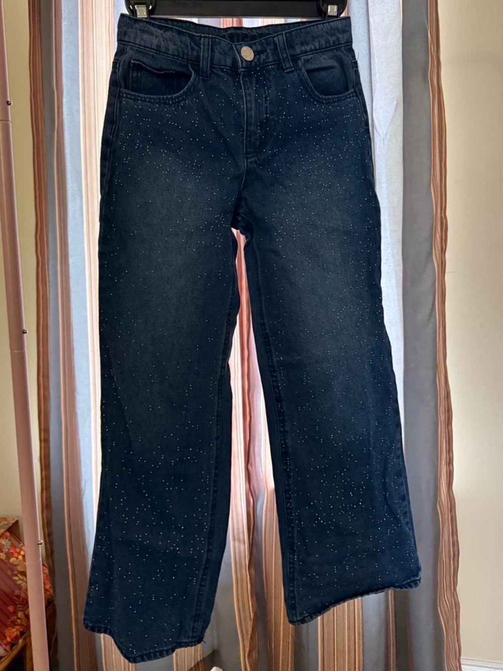 Justice Dark Wash Wide-Leg Jeans with Rhinestones - Girls Size 10